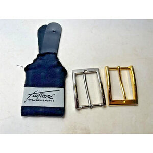 2 Tulliani Silver Black Dress Rectangle Replacement Buckles With Pouch Great